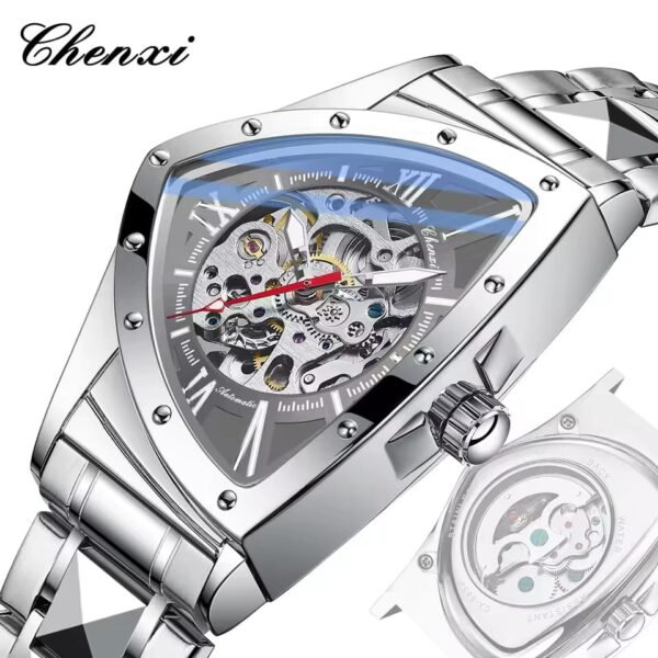CHENXI Silver Skeleton Series Men's Mechanical Watch 2025
