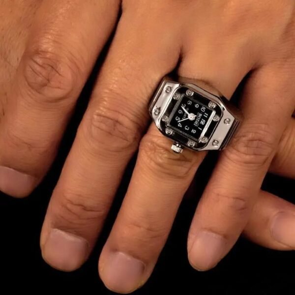 1pc Men's Quartz Watch Ring Watch, Digit Dial Rectangle Artificial Jewelry Gifts