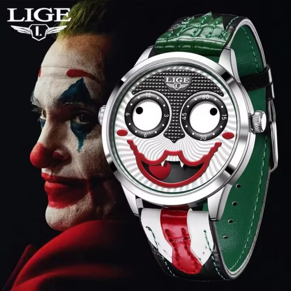 Cool Joker Watch Men Classic Men's Clown Watches Fashion Leather Strap Waterproof Quartz Wristwatches For Men Reloj Hombre