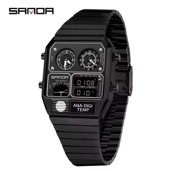 SANDA Top Fashion Men's Leisure Electronic Watch Multifunctional Thermometer Stopwatch Timing Men's Electronic Watch 3192
